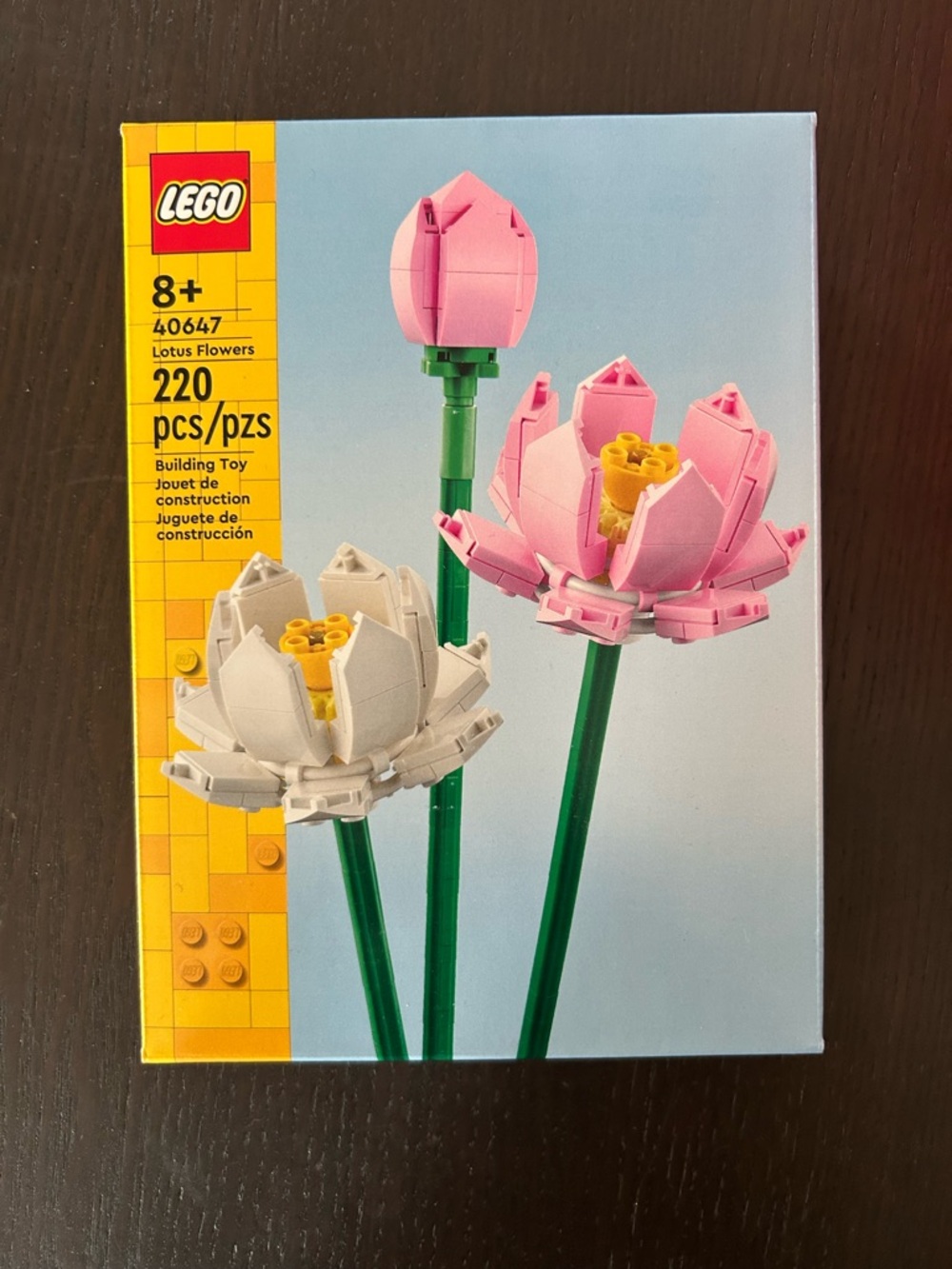 LEGO Pink & White Lotus Flowers with Green Stems